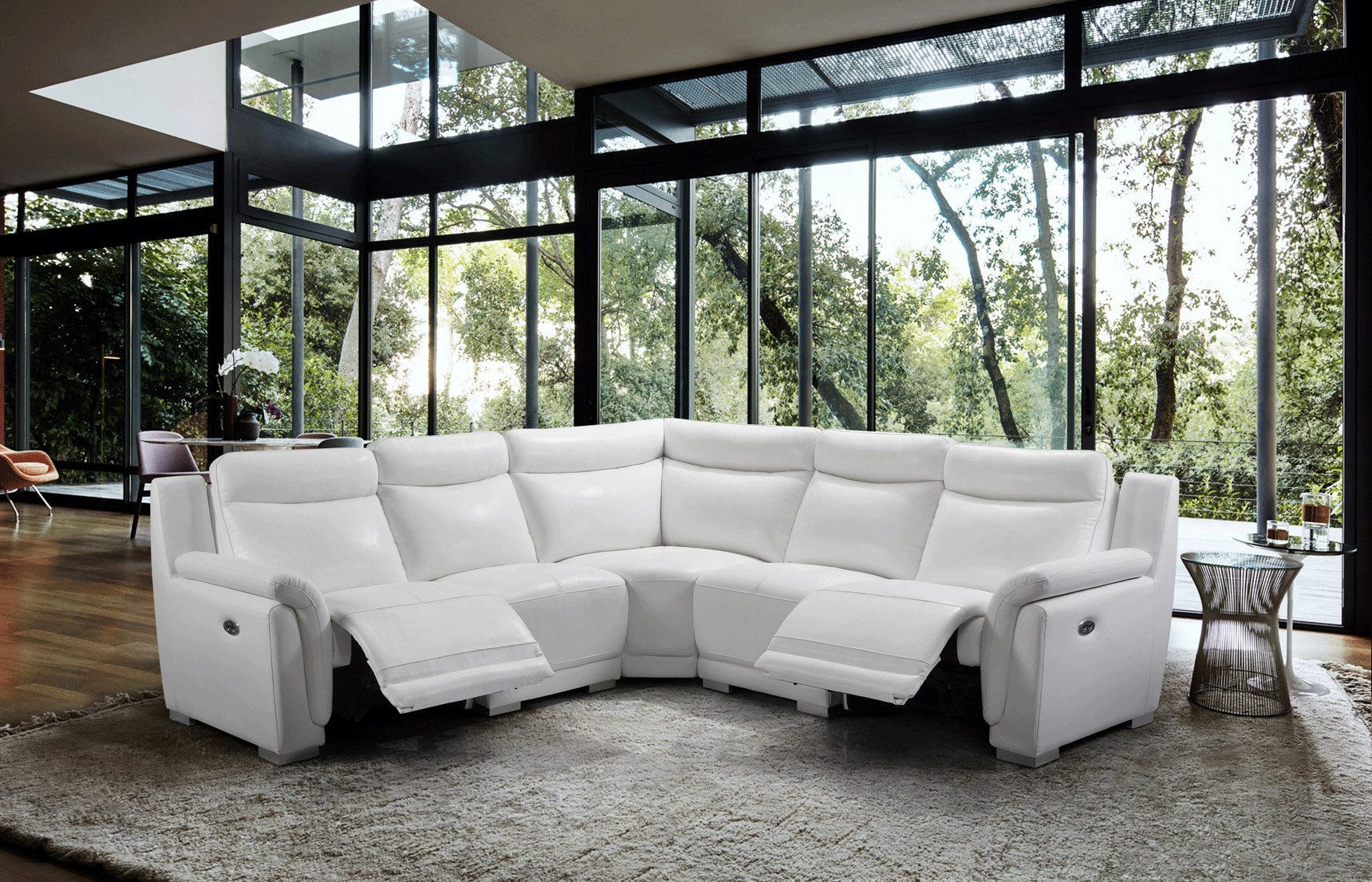 Italian Leather Sectional Sofa Set with Recliner Chair - Click Image to Close