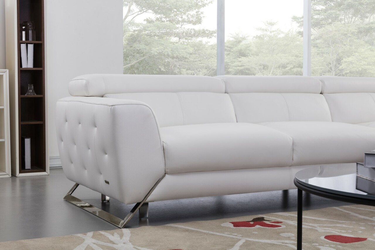 White Two Piece Sectional Sofa with Ratchet Headrest - Click Image to Close