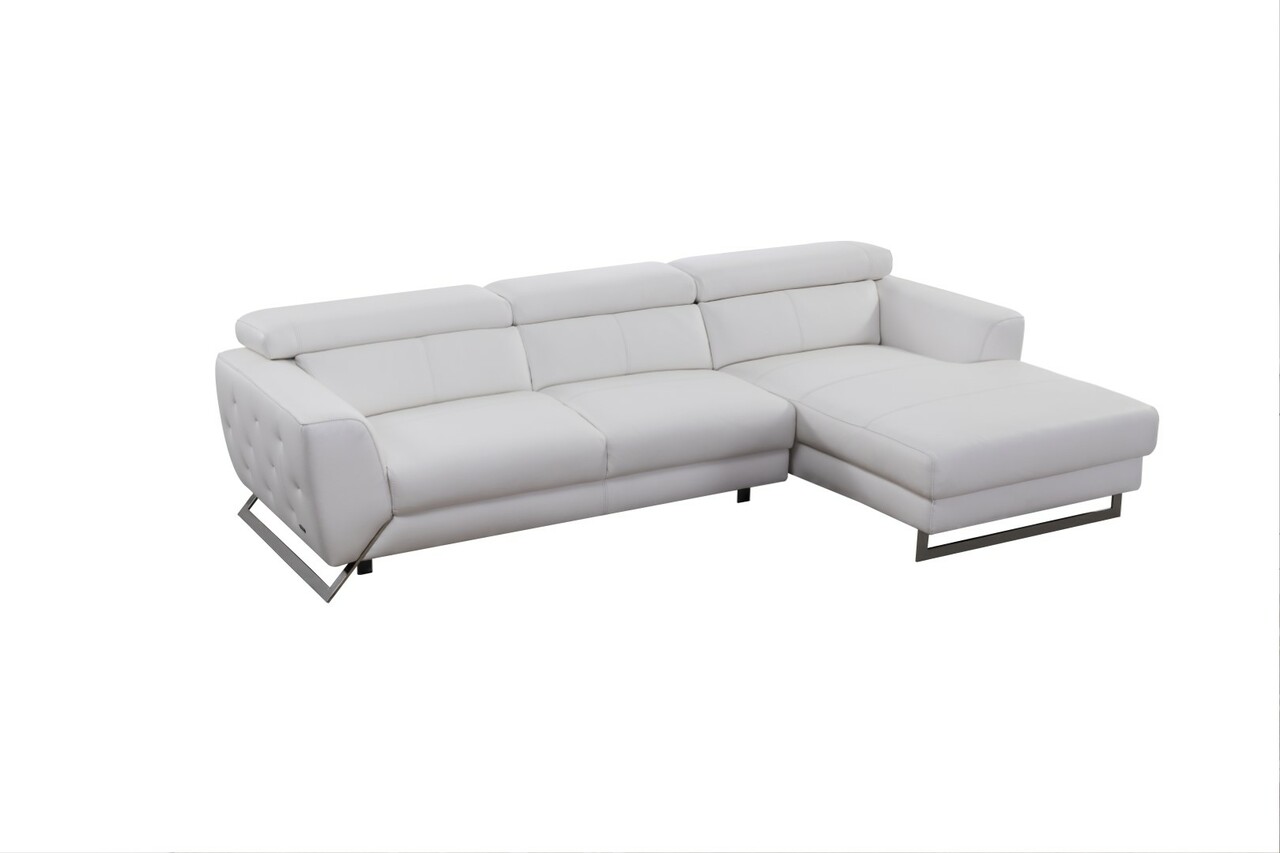 White Two Piece Sectional Sofa with Ratchet Headrest - Click Image to Close