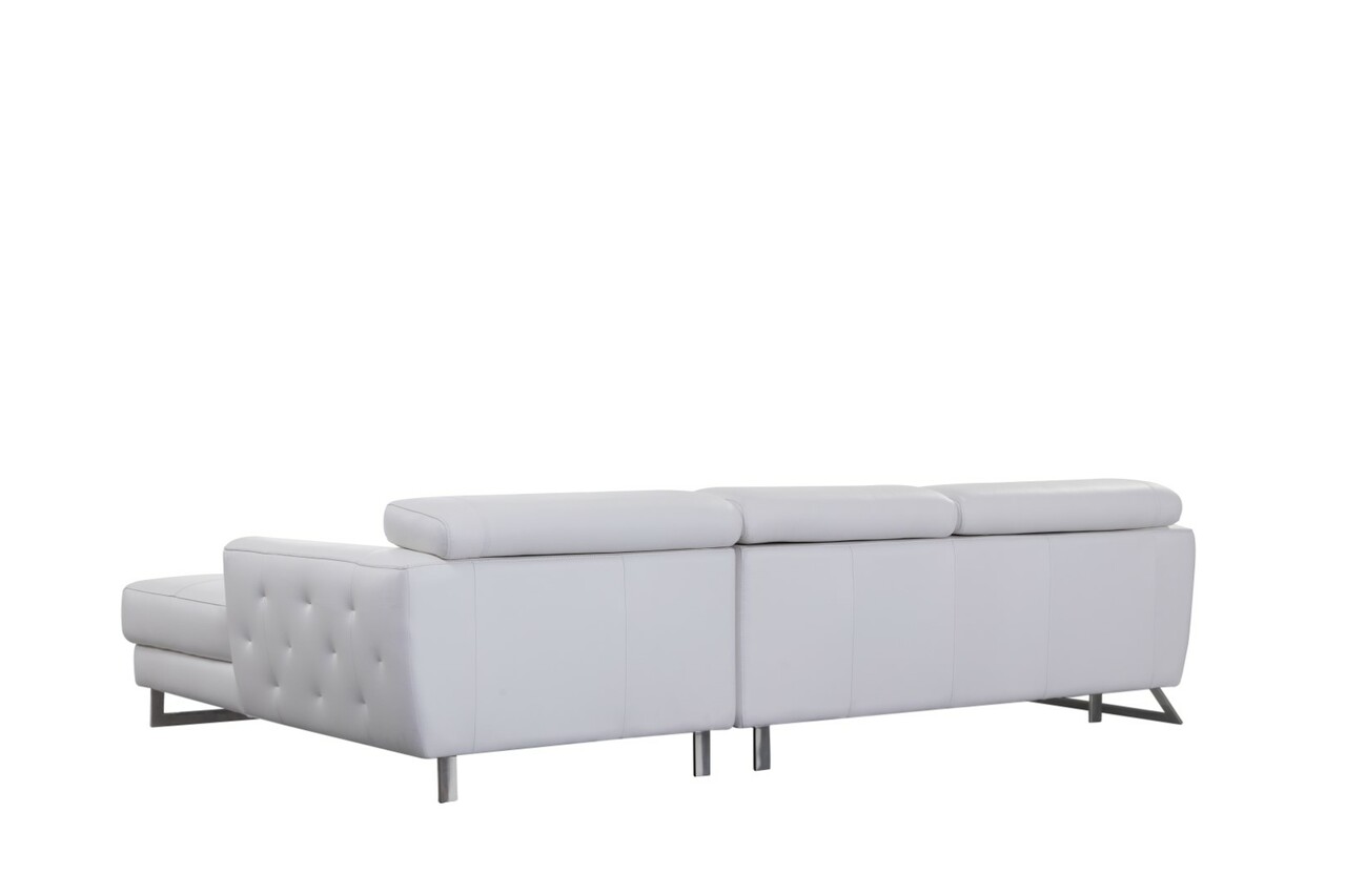 White Two Piece Sectional Sofa with Ratchet Headrest
