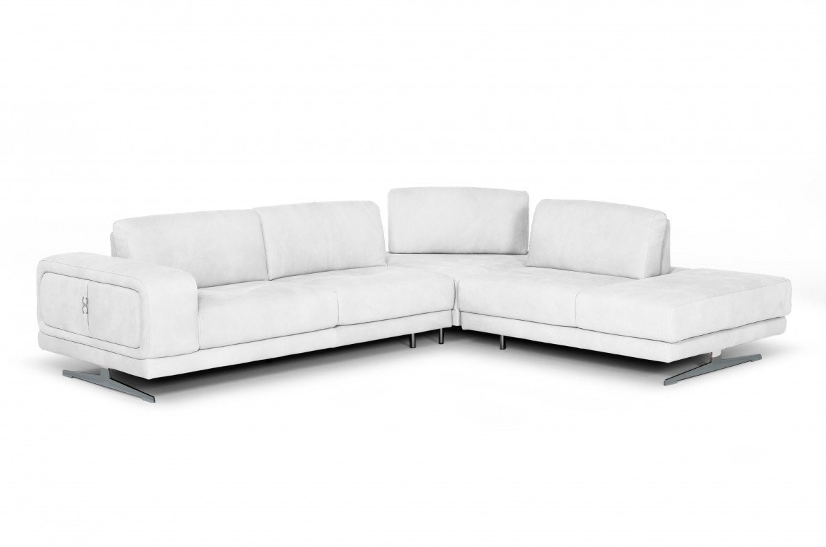 Elegant Tufted Full Leather Corner Couch