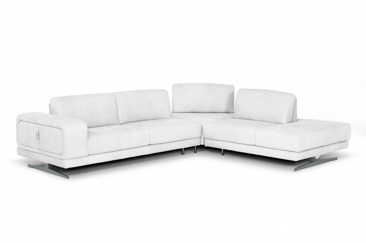 Elegant Tufted Full Leather Corner Couch - Click Image to Close