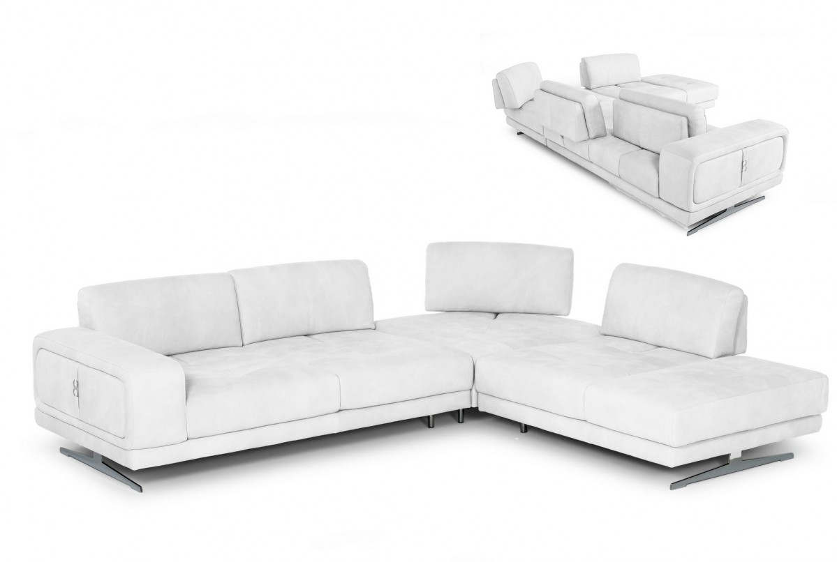 Elegant Tufted Full Leather Corner Couch - Click Image to Close