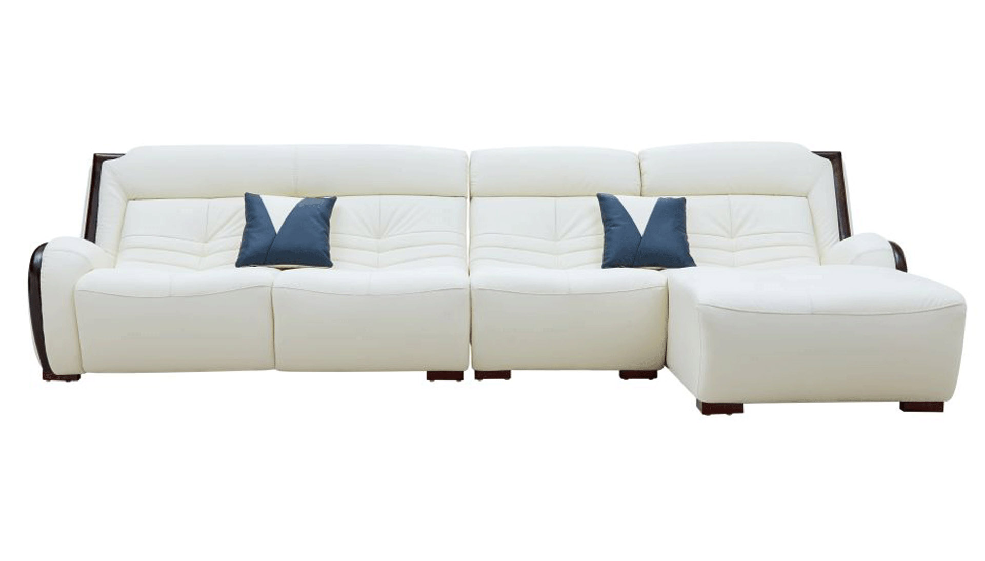 Sophisticated Full Leather Sectional with Chaise - Click Image to Close