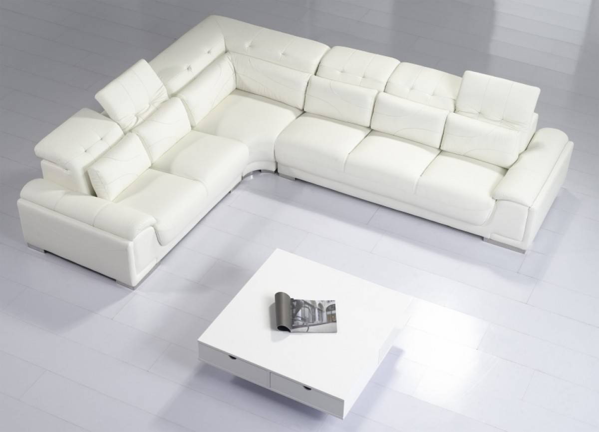 White With Tufted Headrests Pillows Sectional V T93c 