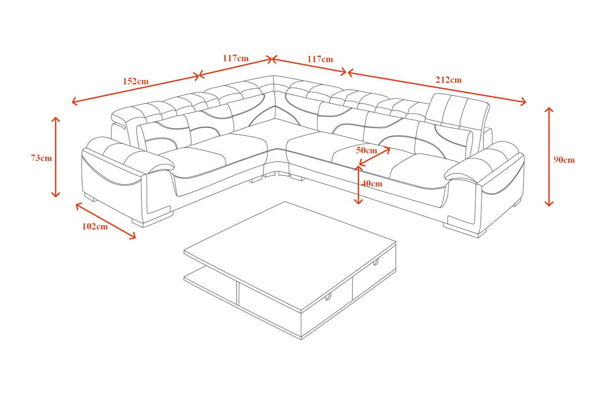 Stylish and Comfortable Sectional in Italian Leather Upholstery - Click Image to Close