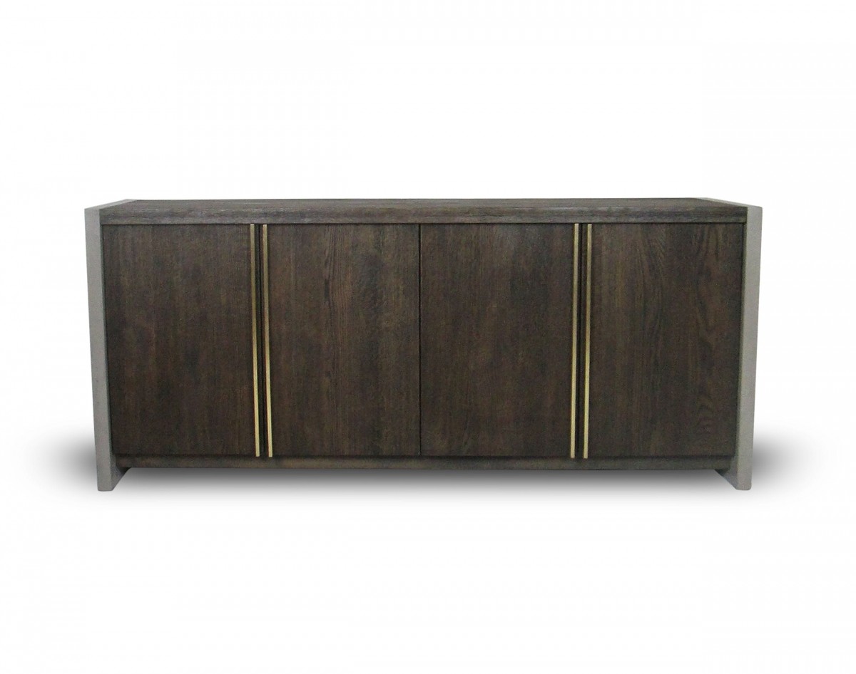 Contemporary Walnut Buffet with Dark Grey Concrete Sides - Click Image to Close