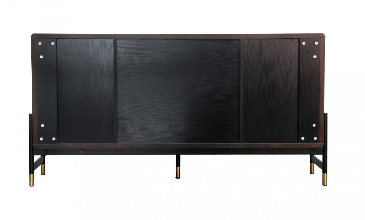 Contemporary Walnut Buffet with Gold Tips - Click Image to Close