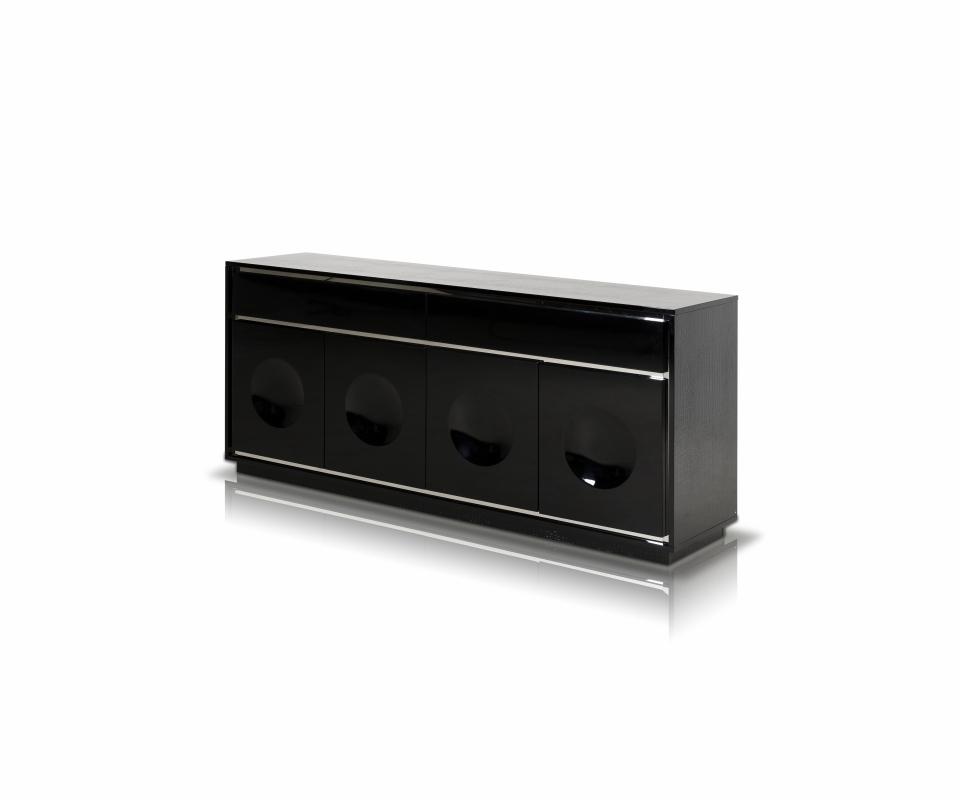 Four Door Crocodile Lacquer Buffet in Black - Click Image to Close