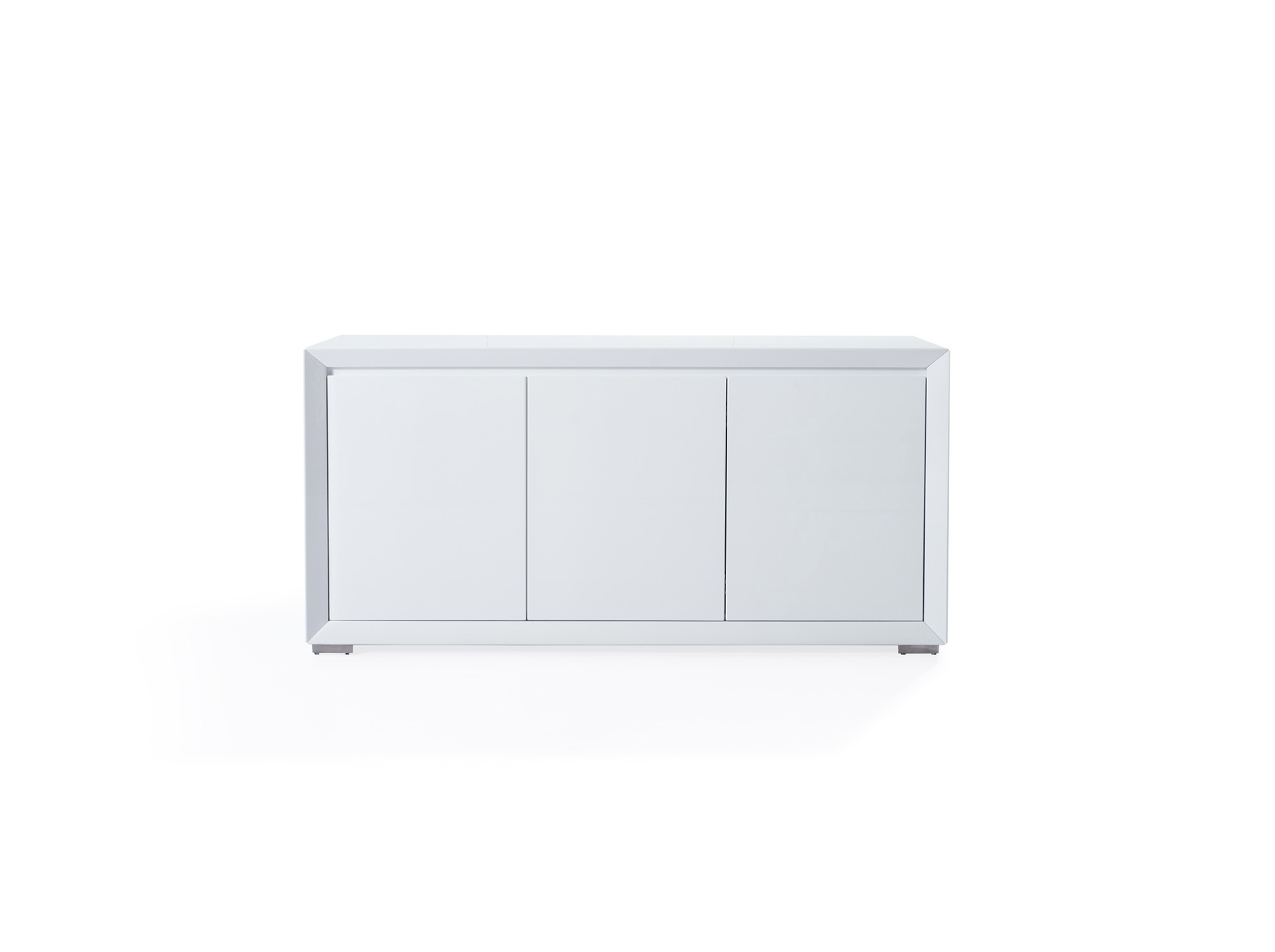 Elegant White Buffet with Stainless Steel Legs - Click Image to Close