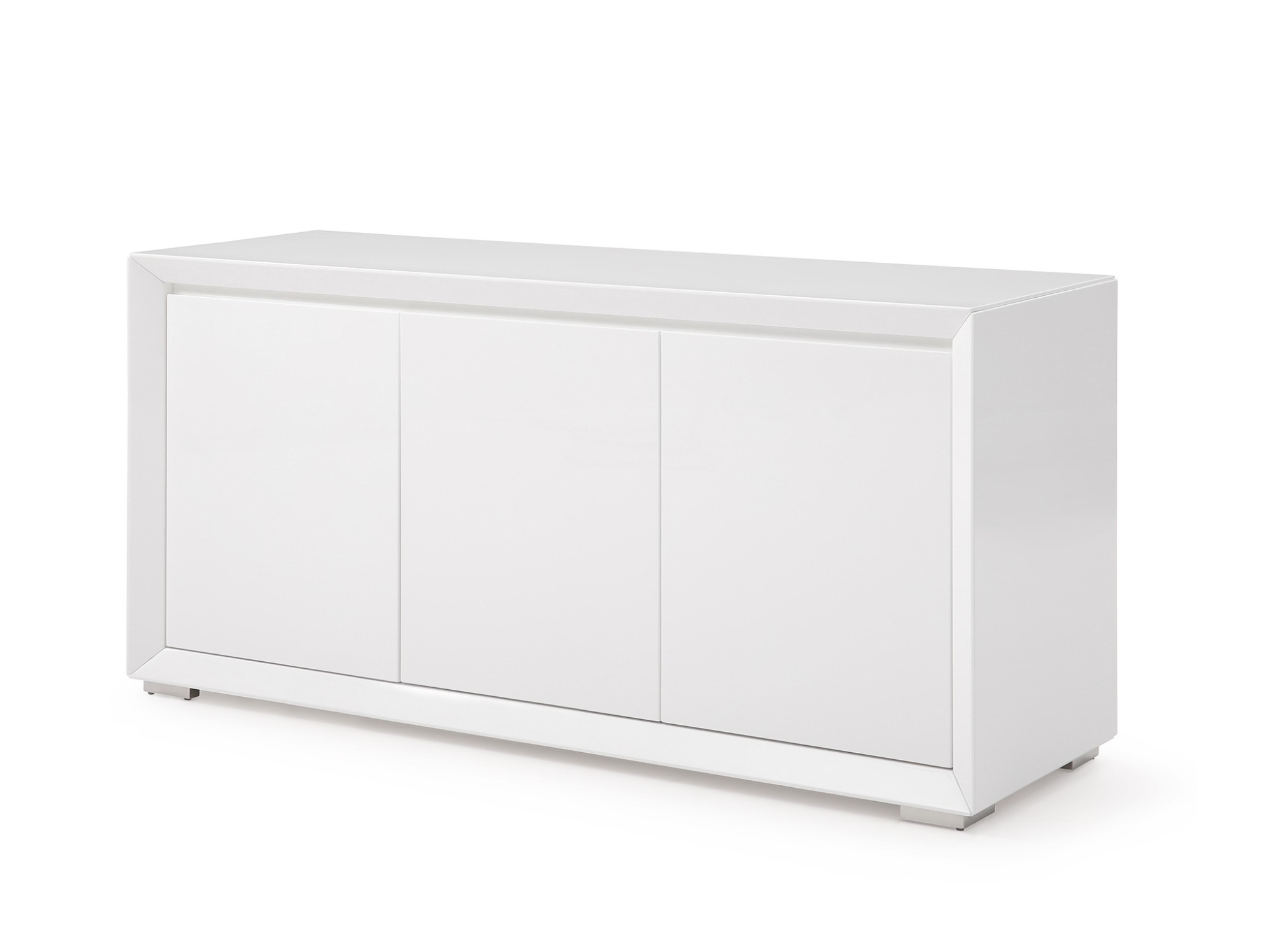 Elegant White Buffet with Stainless Steel Legs - Click Image to Close