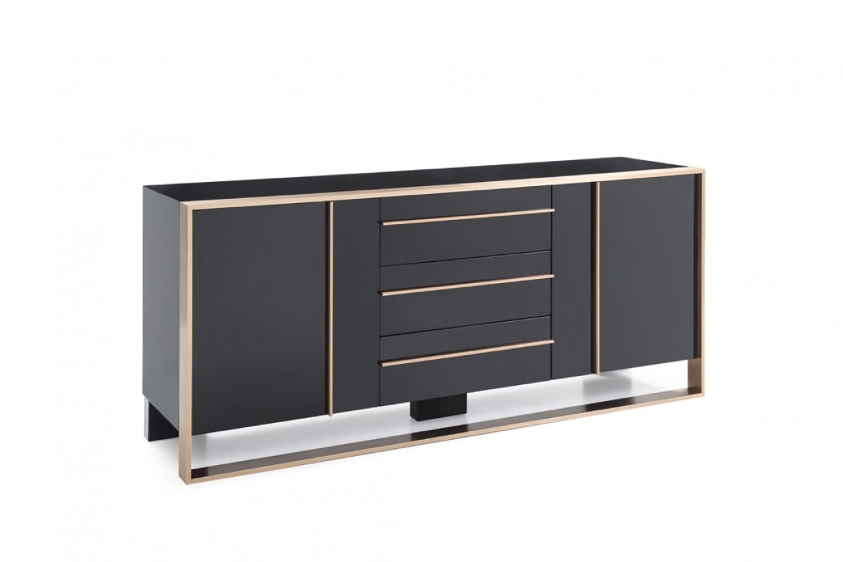 Elite Modern Black and Rose Gold Buffet - Click Image to Close