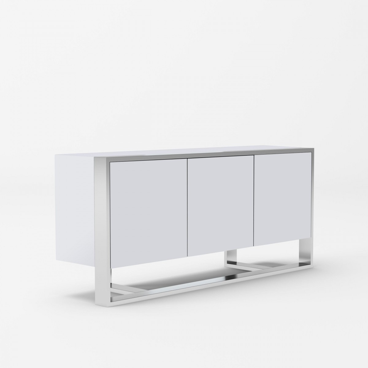 Elite White High Gloss and Stainless Steel Buffet - Click Image to Close