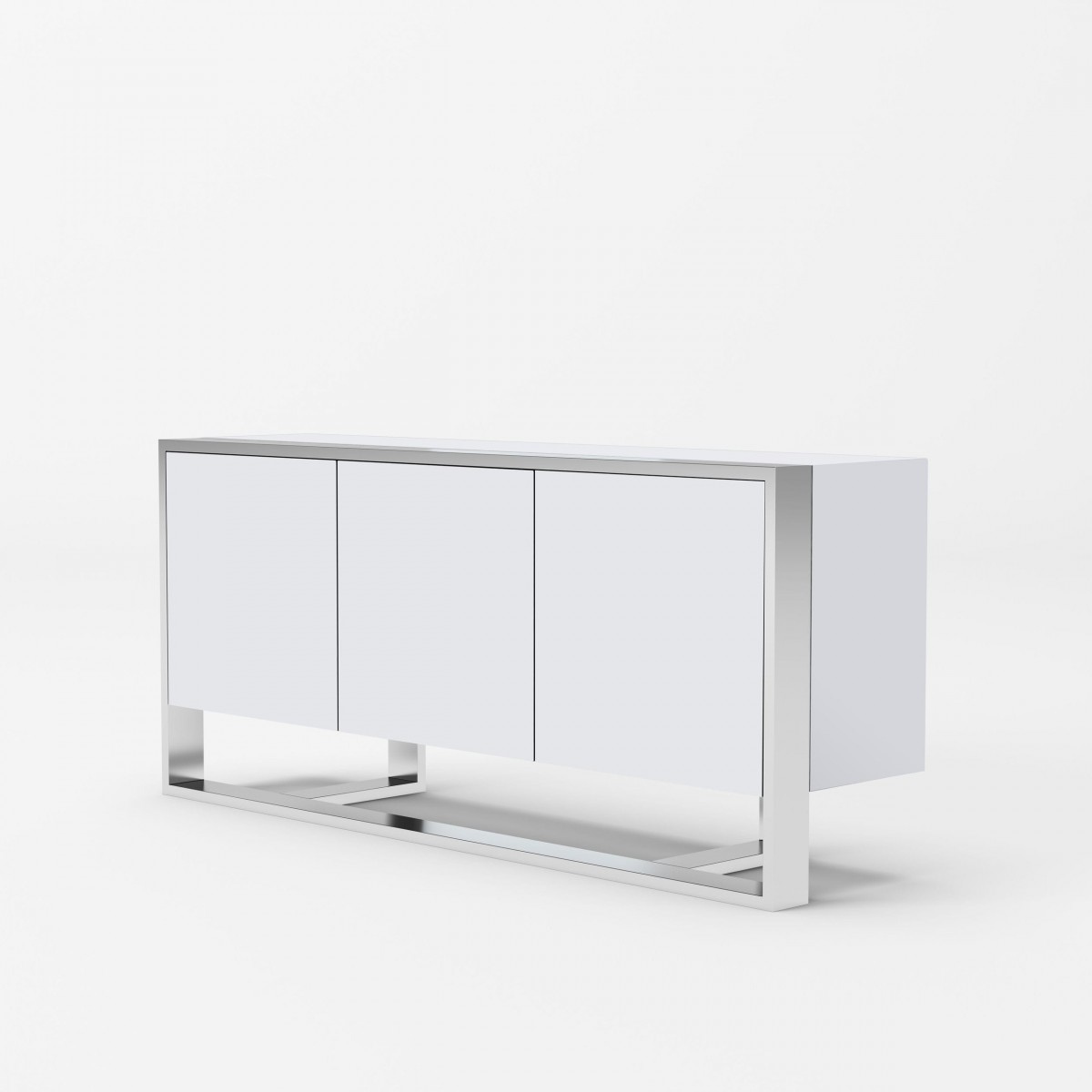 Elite White High Gloss and Stainless Steel Buffet