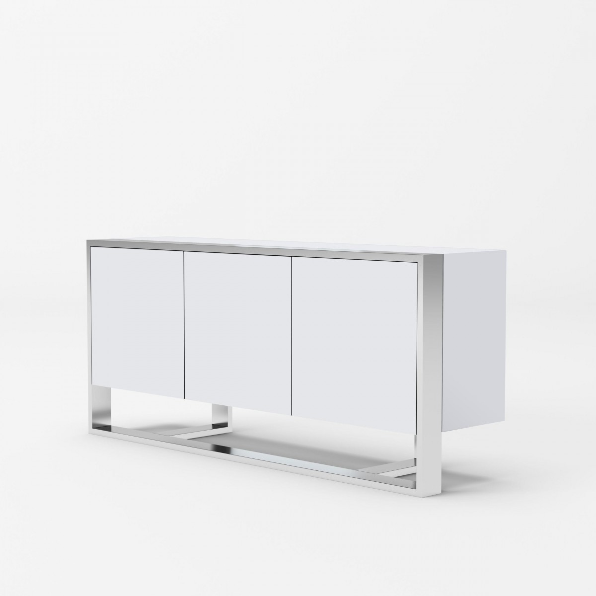 Elite White High Gloss and Stainless Steel Buffet - Click Image to Close