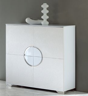 Coco Contemporary 4-Door Unit in White Eco-Leather Crocodile Finish Coco Contemporary 4-Door Unit in White Eco-Leather Crocodile Finish