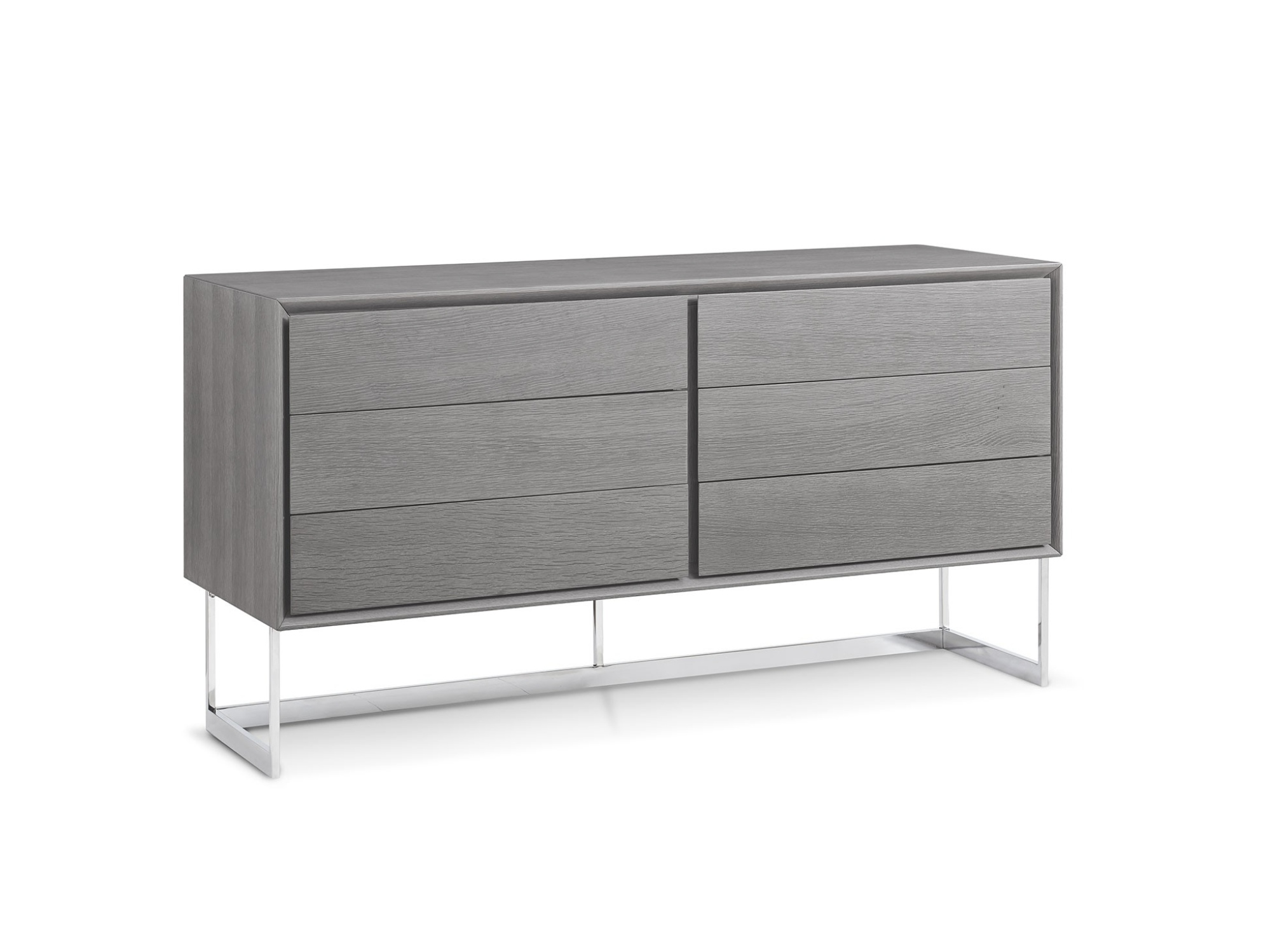 Gorgeous Gray Oak Buffet with Stainless Steel Base - Click Image to Close