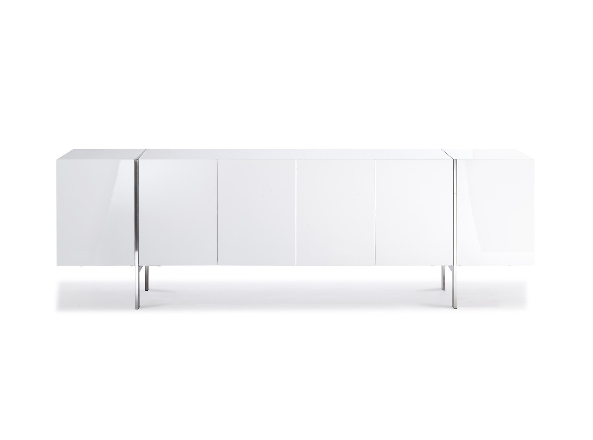 Gorgeous High Gloss White Buffet with Stainless Steel Legs - Click Image to Close