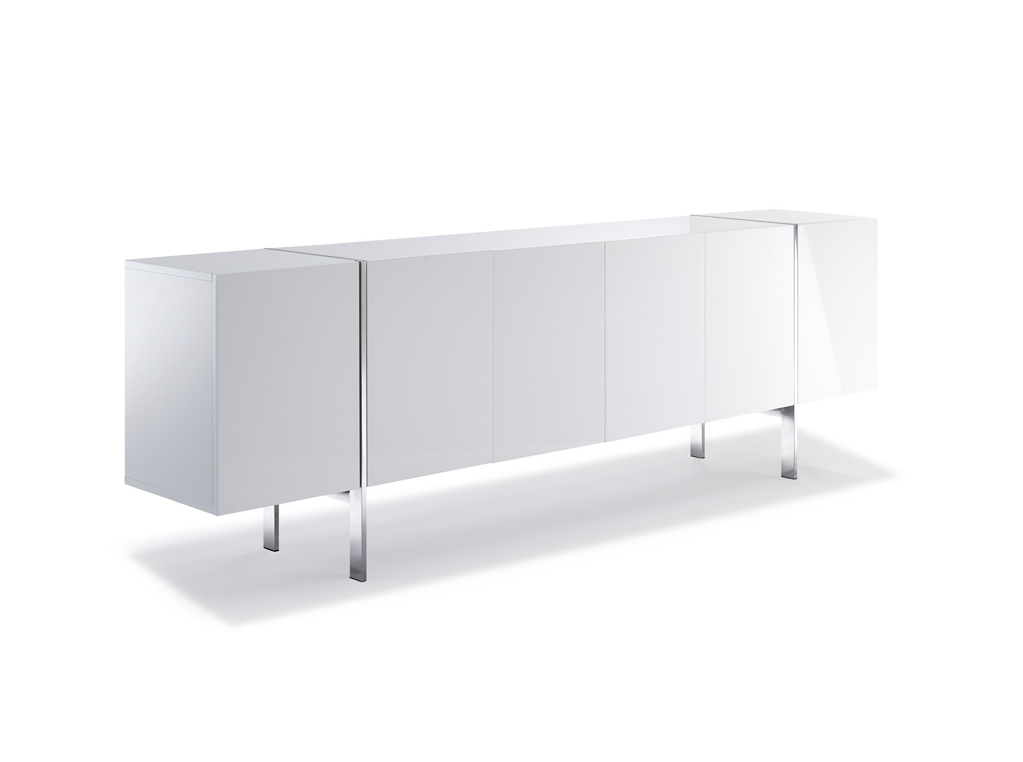 Gorgeous High Gloss White Buffet with Stainless Steel Legs - Click Image to Close