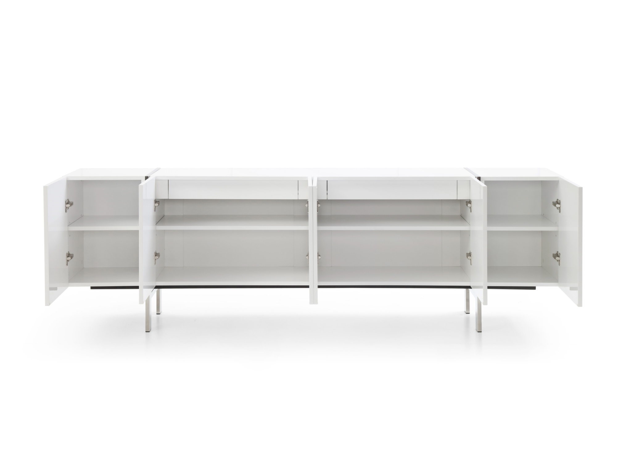 Gorgeous High Gloss White Buffet with Stainless Steel Legs - Click Image to Close