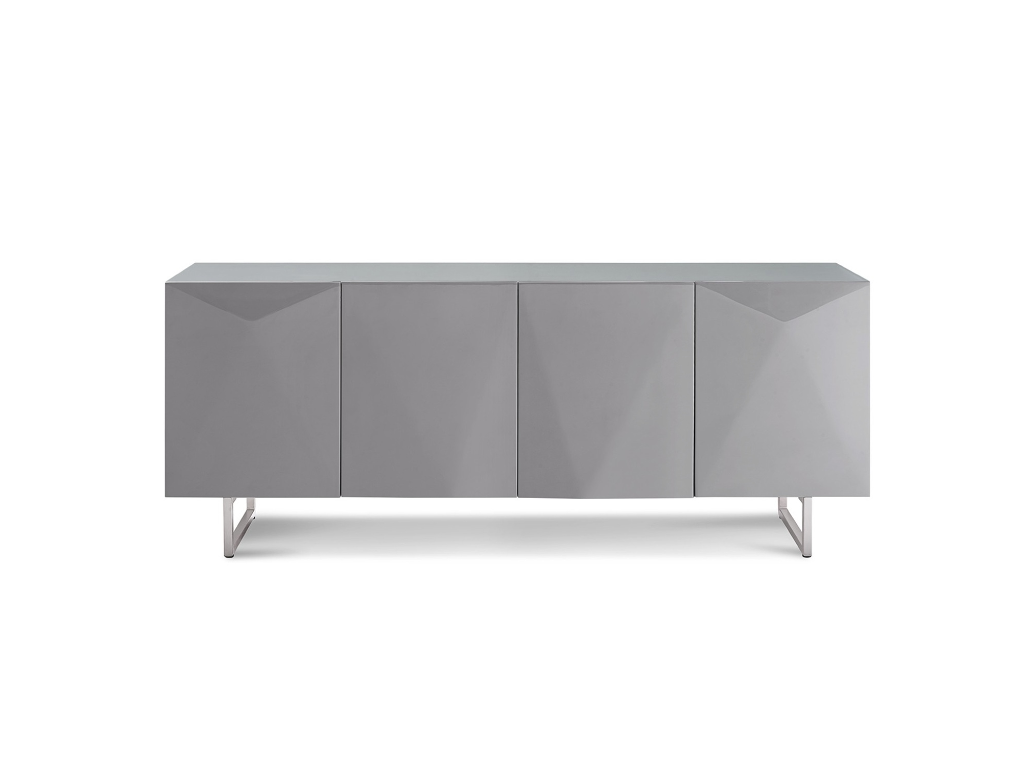 Gray Buffet with Designed Doors and Glass Top - Click Image to Close