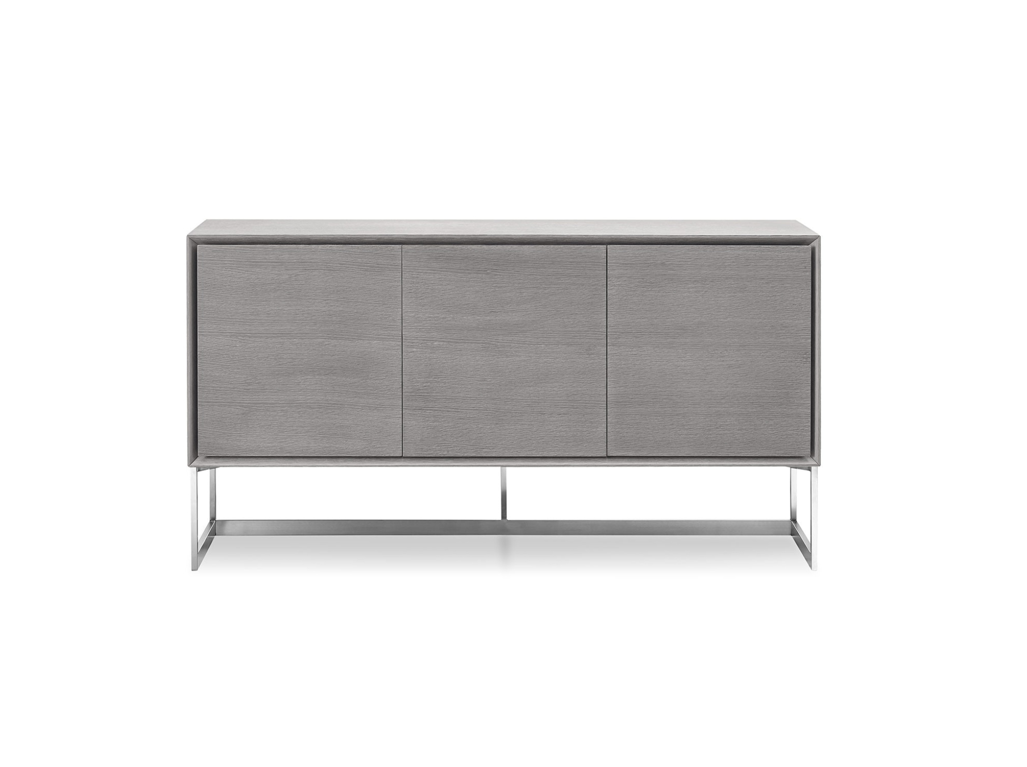Gray Oak Buffet with Solid Stainless Steel Base