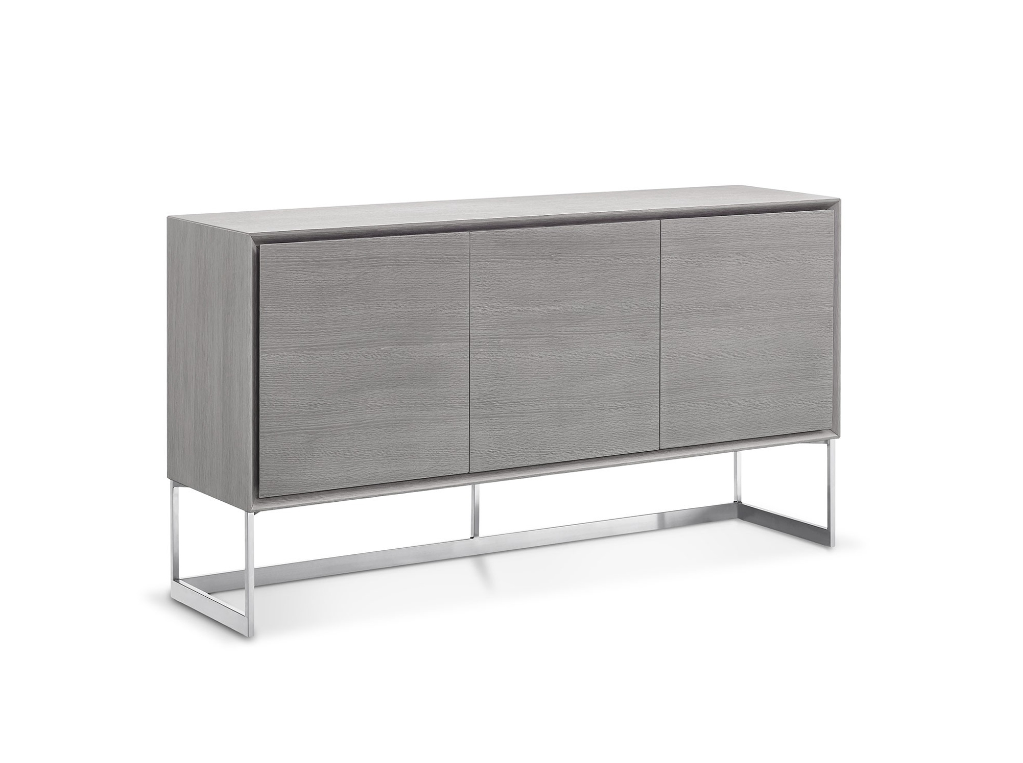 Gray Oak Buffet with Solid Stainless Steel Base - Click Image to Close