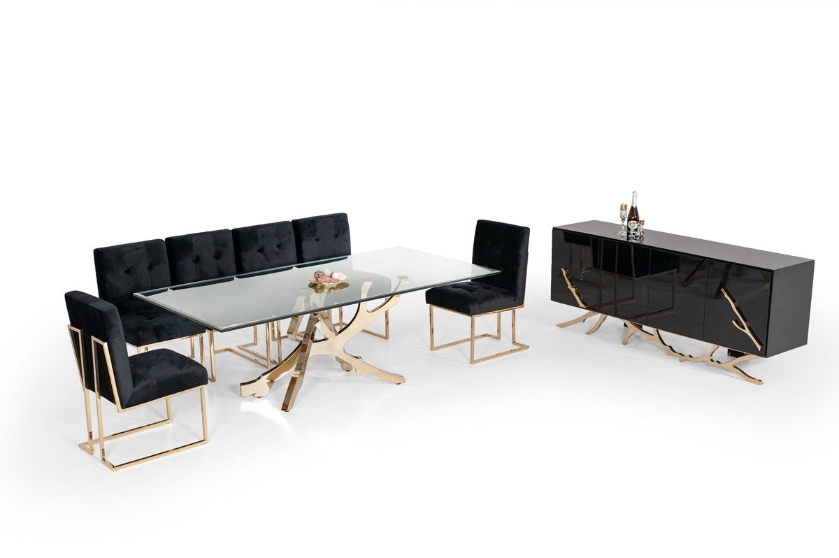 Luxury Black Buffet with Golden Accents - Click Image to Close