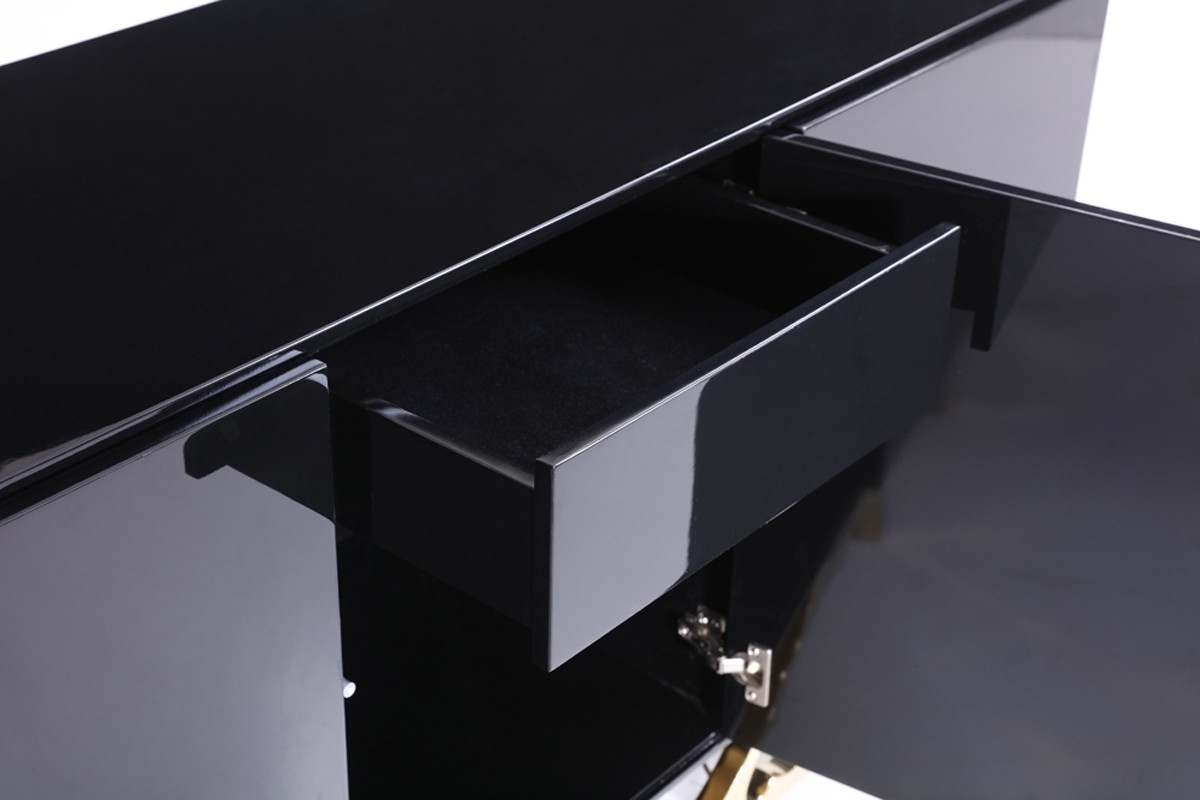 Luxury Black Buffet with Golden Accents - Click Image to Close