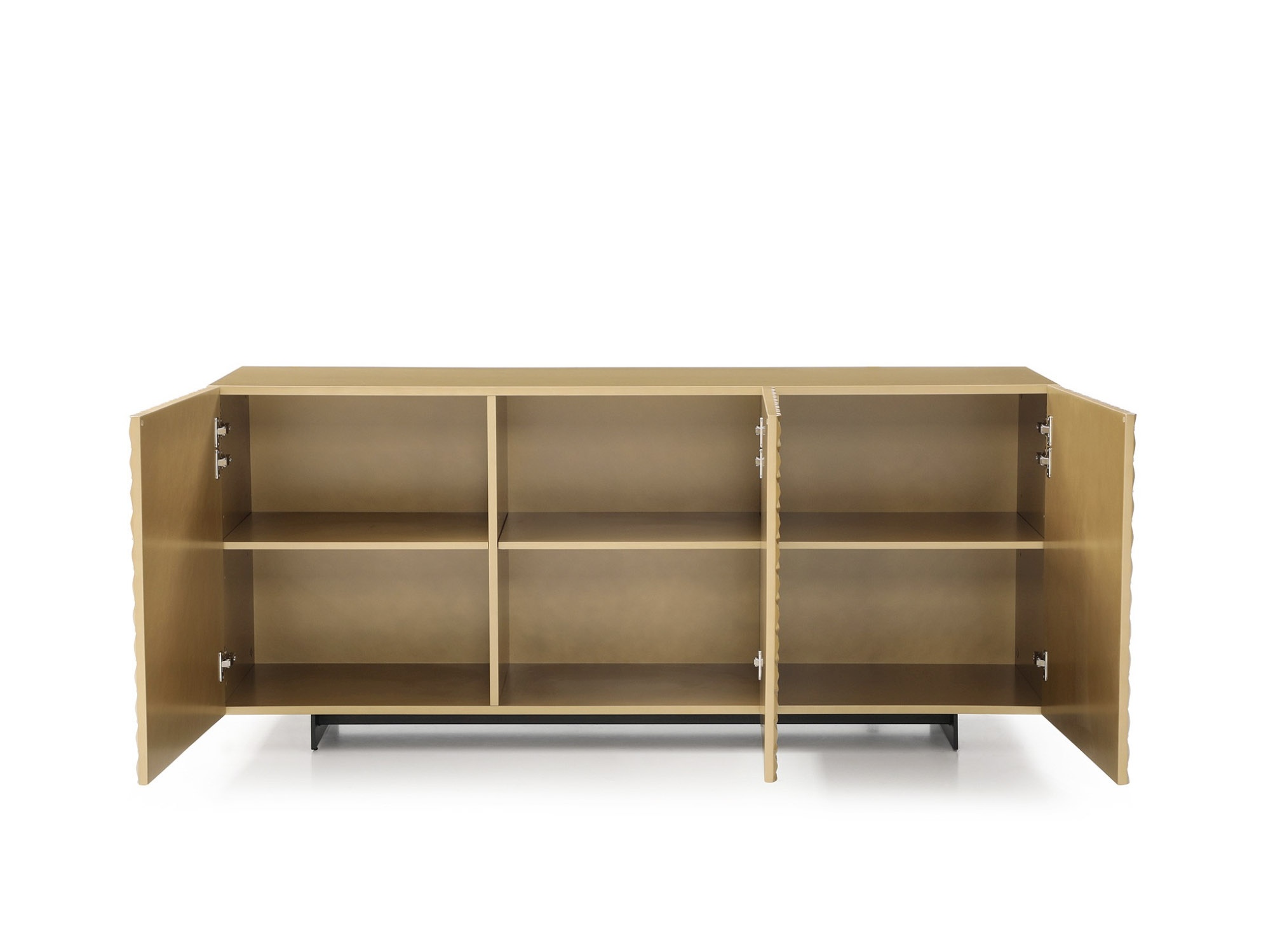 Luxury High Gloss Gold Buffet with Wave Doors - Click Image to Close