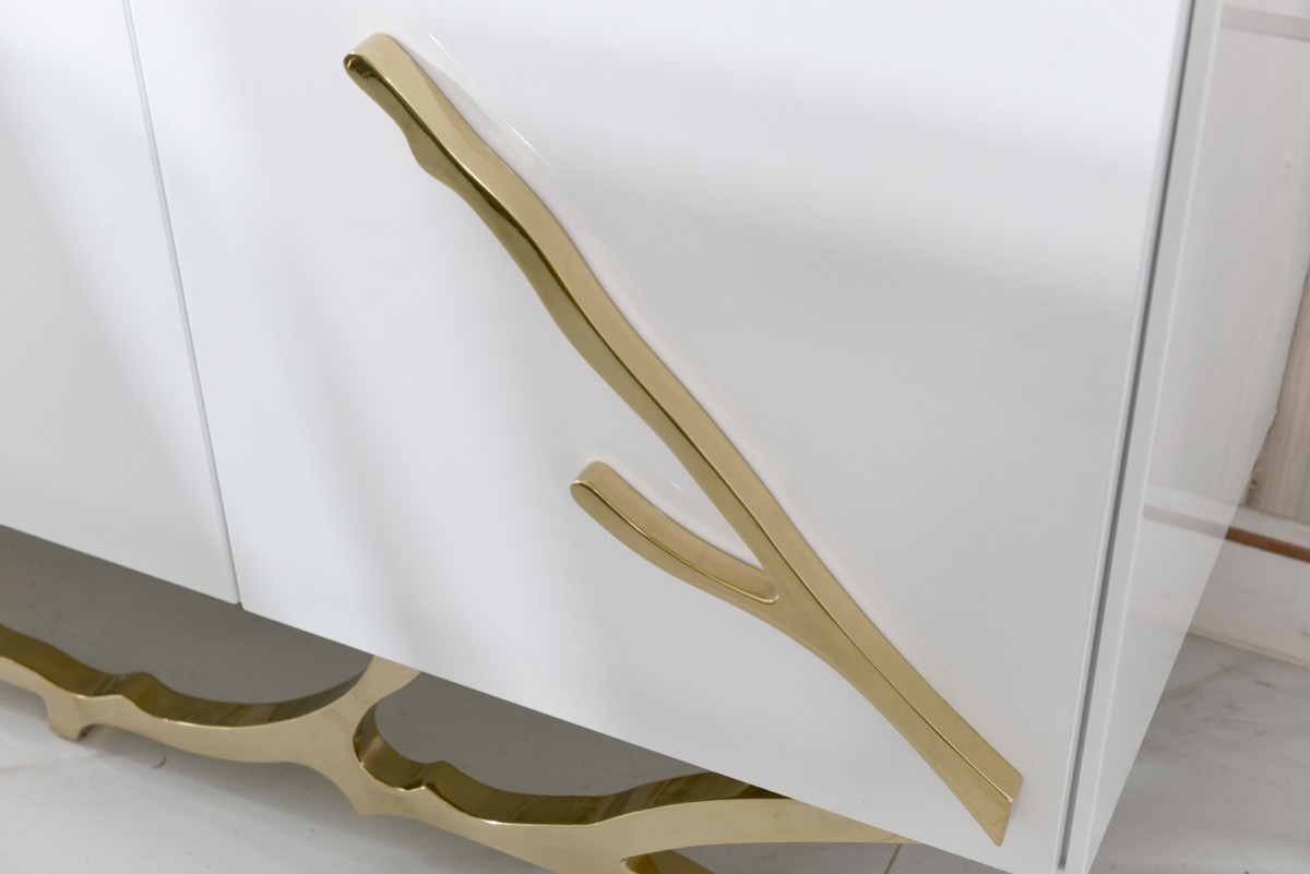 Luxury White Buffet with Golden Accents - Click Image to Close