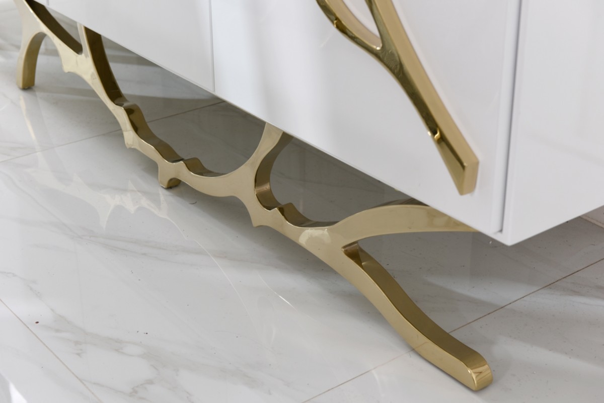 Luxury White Buffet with Golden Accents - Click Image to Close