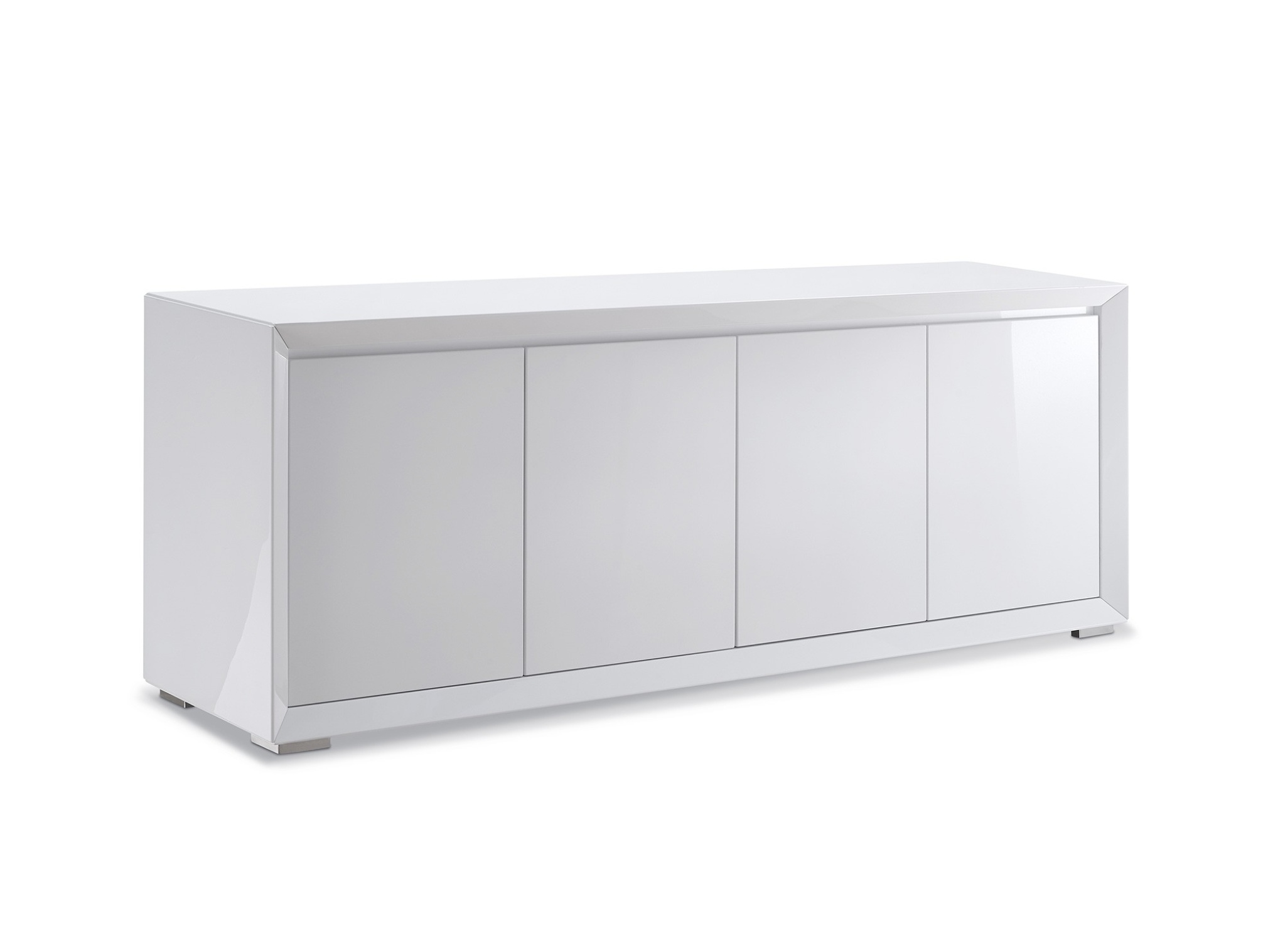 Modern 4 Doors High Gloss White Buffet for Living Room - Click Image to Close