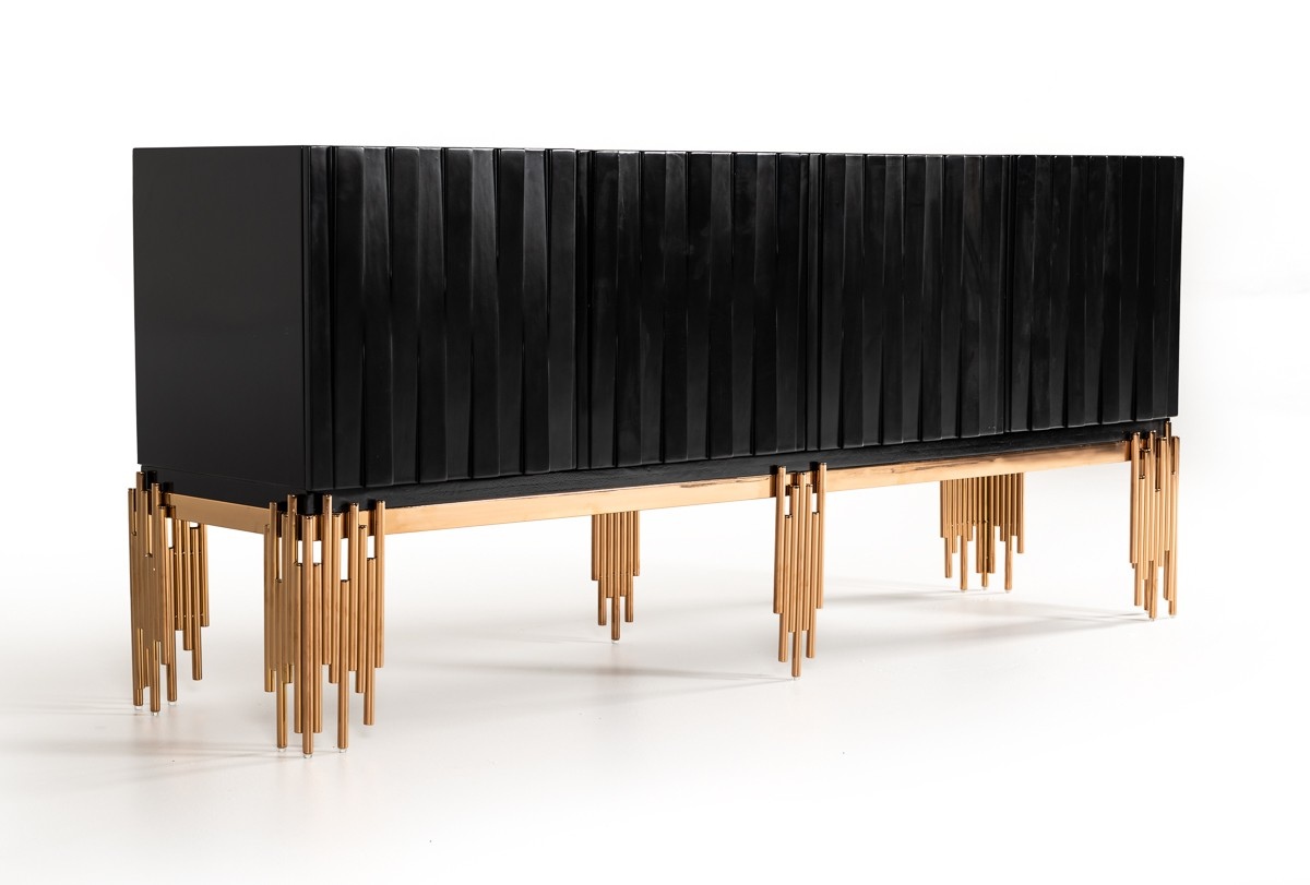 Modern Black and Rosegold Buffet for Dining Room - Click Image to Close