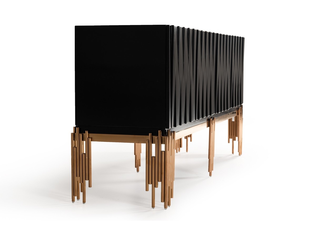 Modern Black and Rosegold Buffet for Dining Room - Click Image to Close