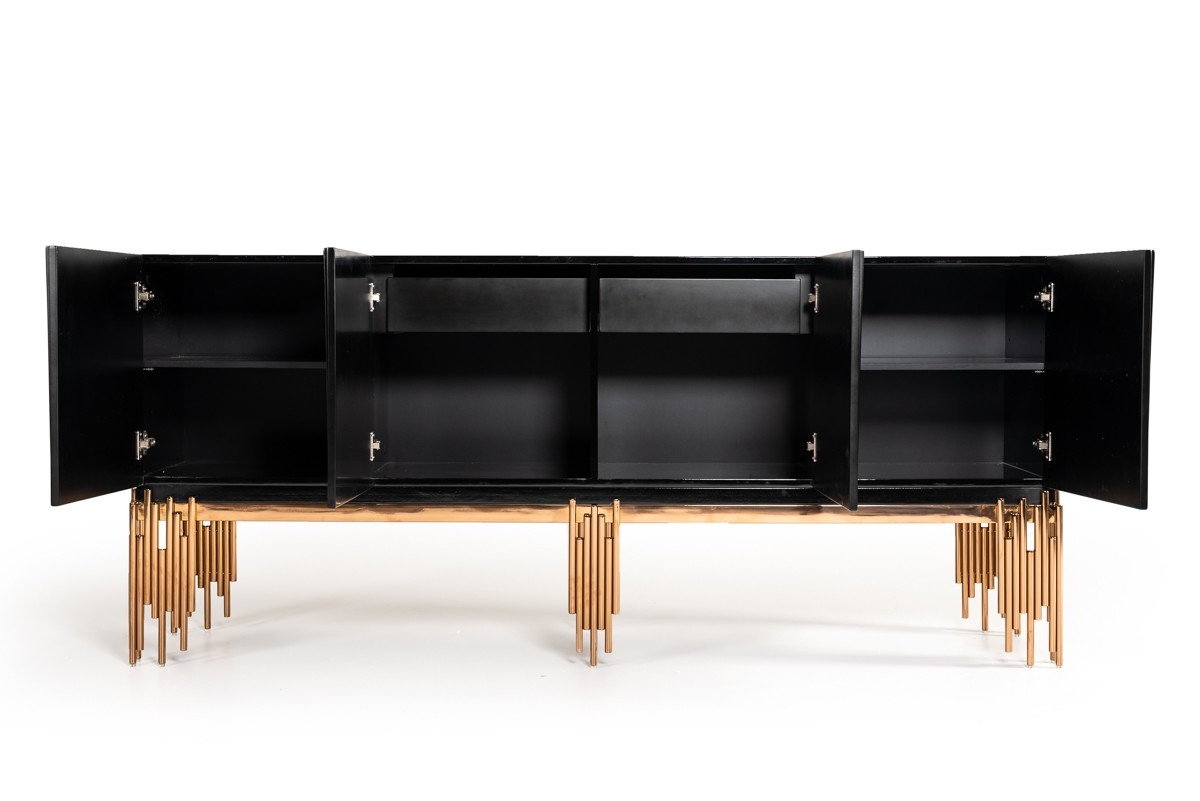 Modern Black and Rosegold Buffet for Dining Room - Click Image to Close