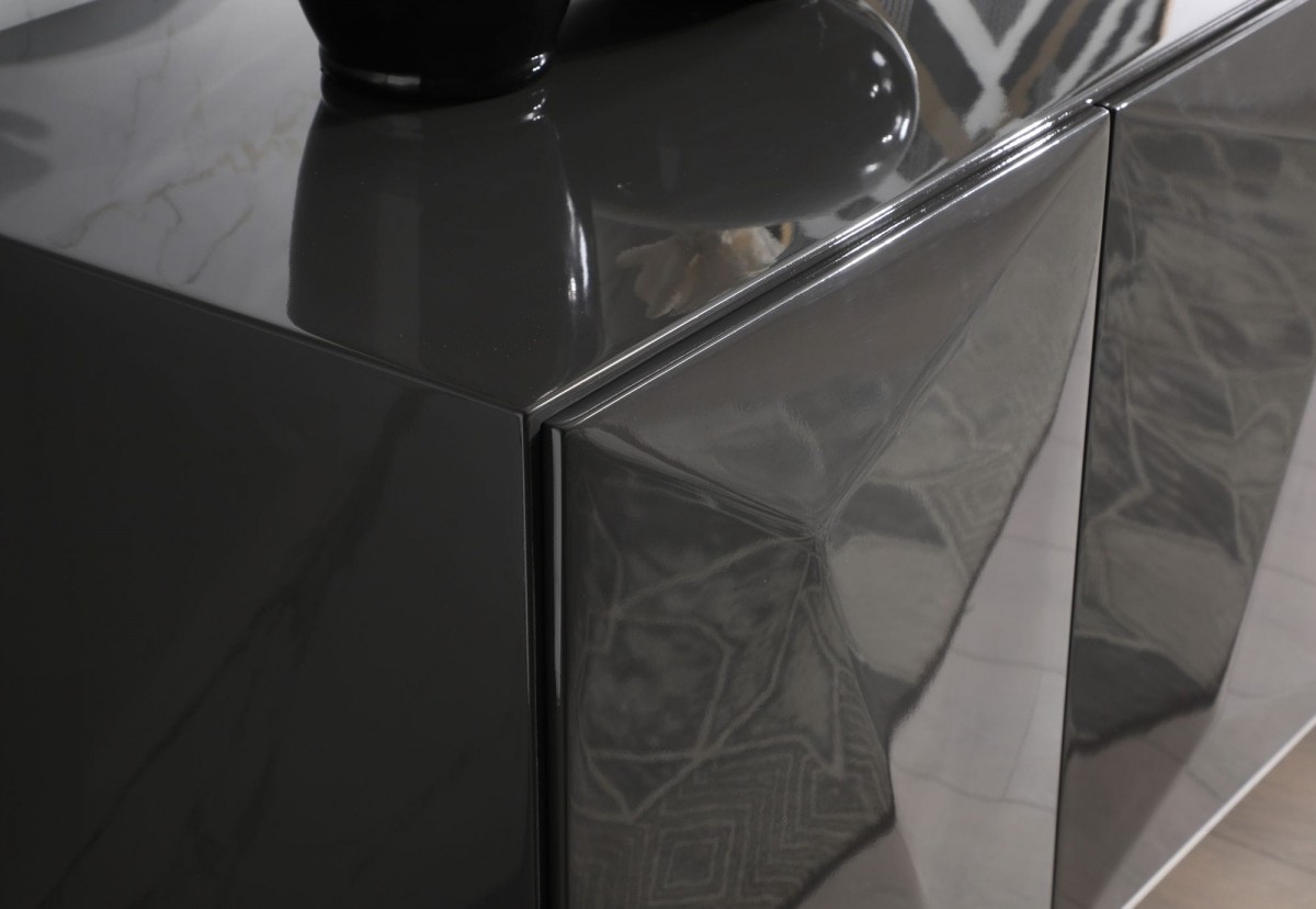 Modern Dark Grey High Gloss Buffet - Click Image to Close