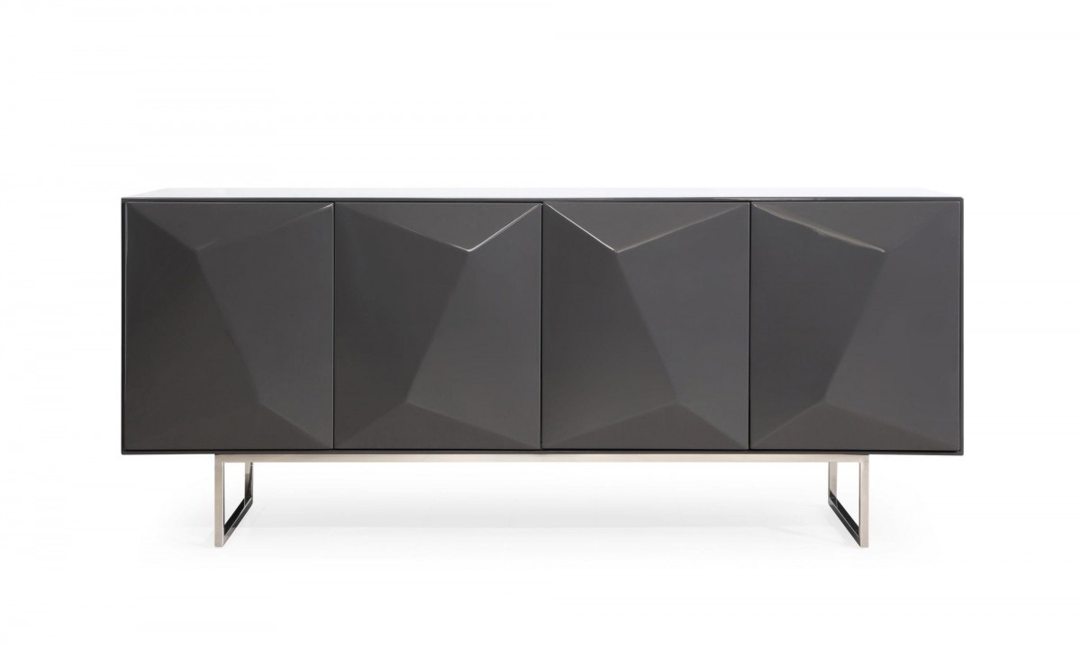 Modern Dark Grey High Gloss Buffet - Click Image to Close