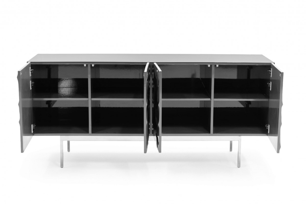 Modern Grey Buffet with Floating Rose Petal Design - Click Image to Close