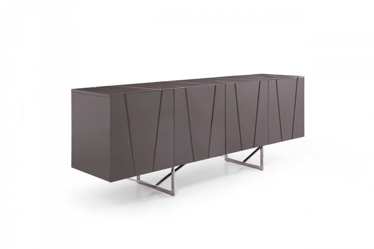 Modern Grey High Gloss Buffet for Living Room - Click Image to Close