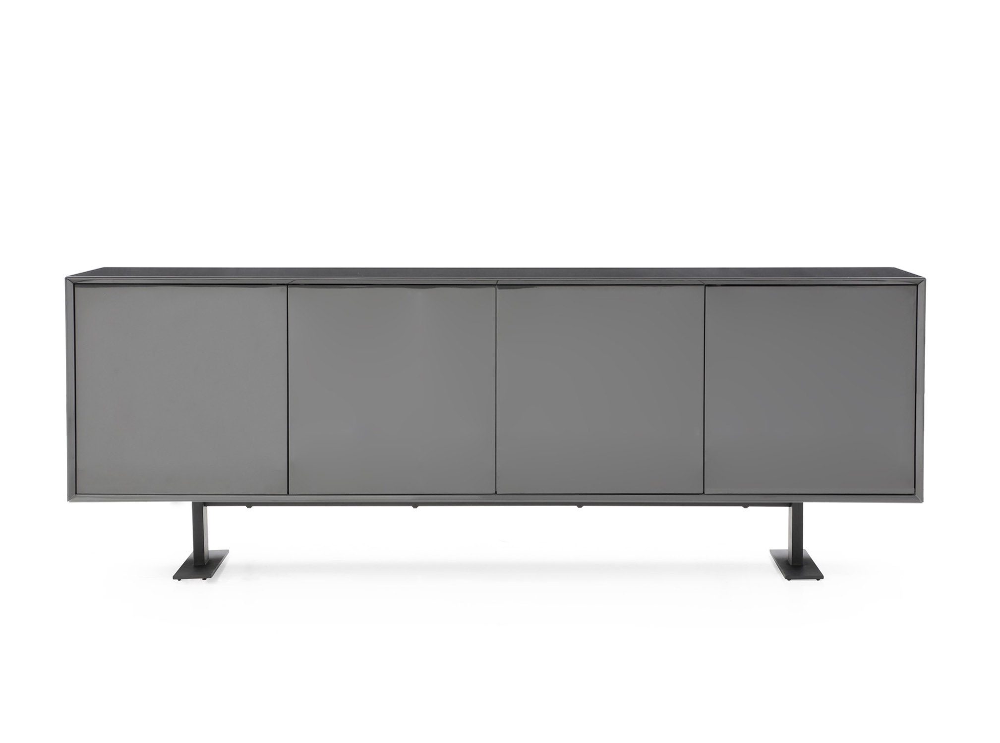 Modern High Gloss Dark Grey Buffet with Metal Base - Click Image to Close