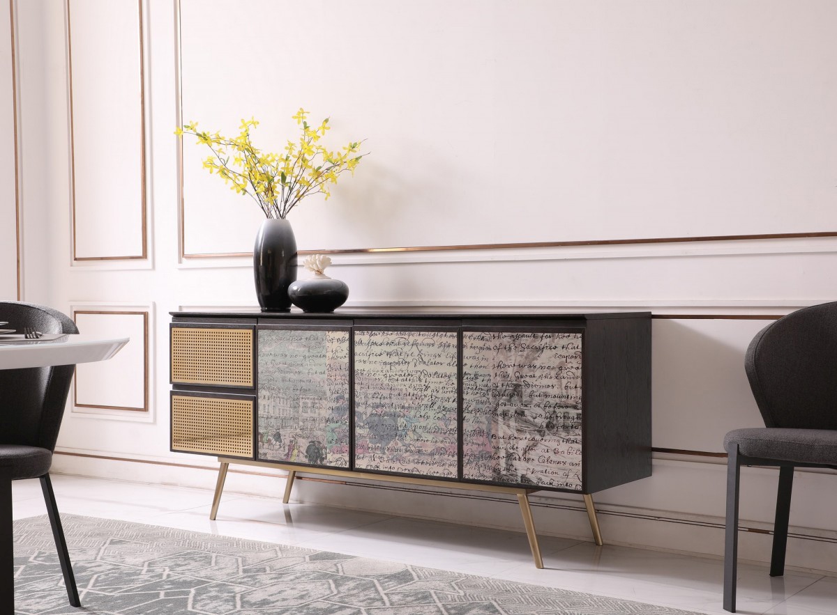 Modern Smoked Ash Buffet for Dining Room - Click Image to Close