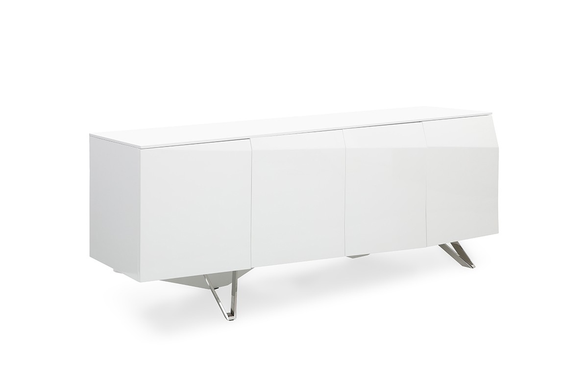 Modern White Buffet with Silver Legs - Click Image to Close