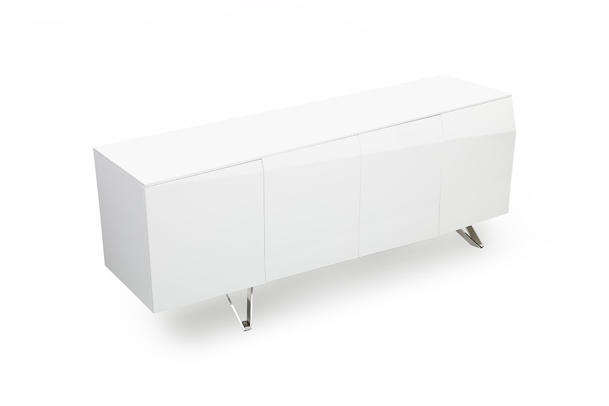 Modern White Buffet with Silver Legs - Click Image to Close