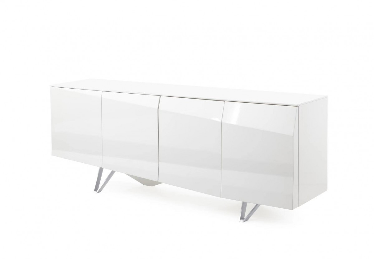 Modern White Buffet with Silver Legs - Click Image to Close