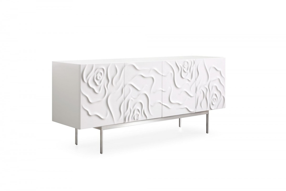 Modern White High Gloss Pattern Buffet - Click Image to Close