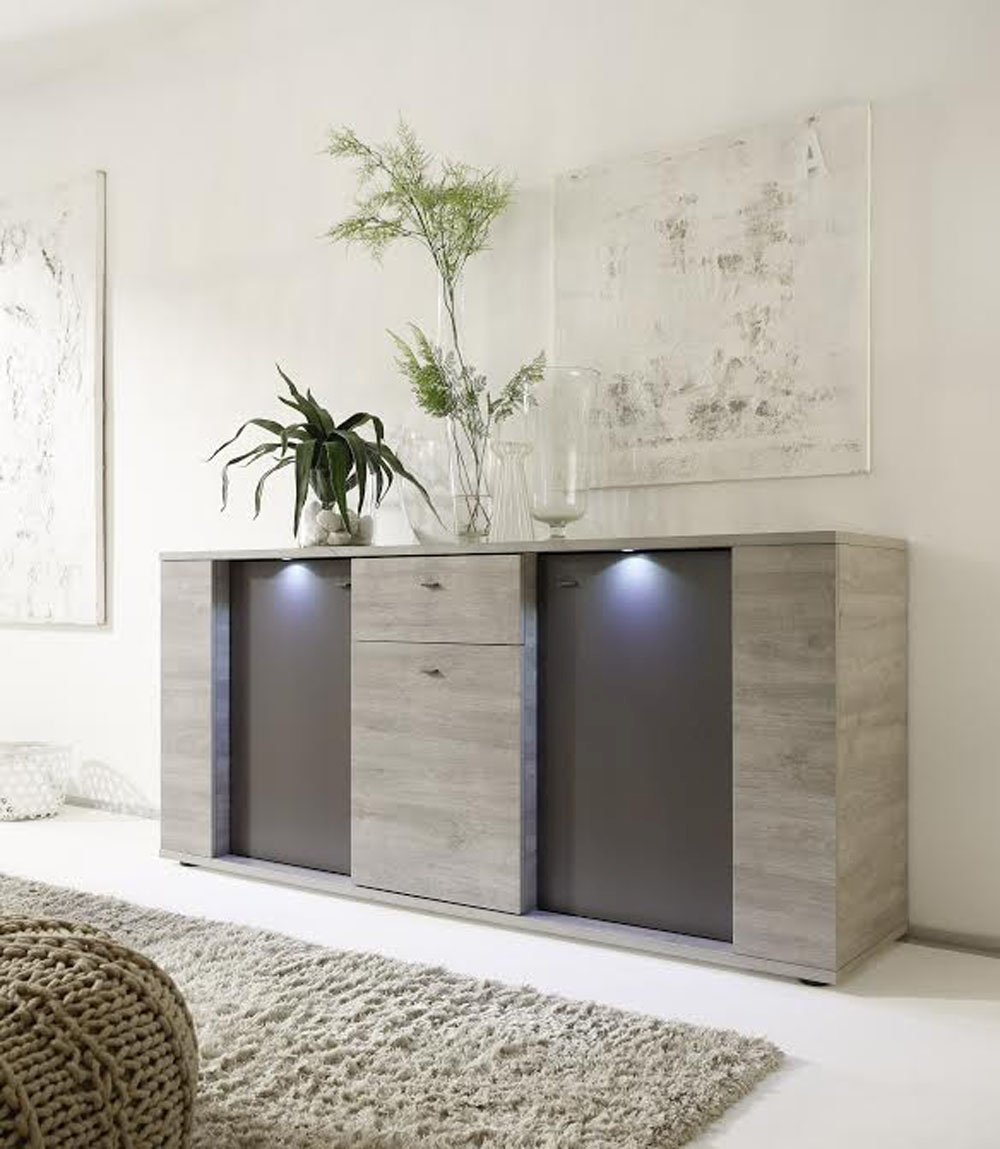 Italian Contemporary Sideboard Buffet with LED Lights 