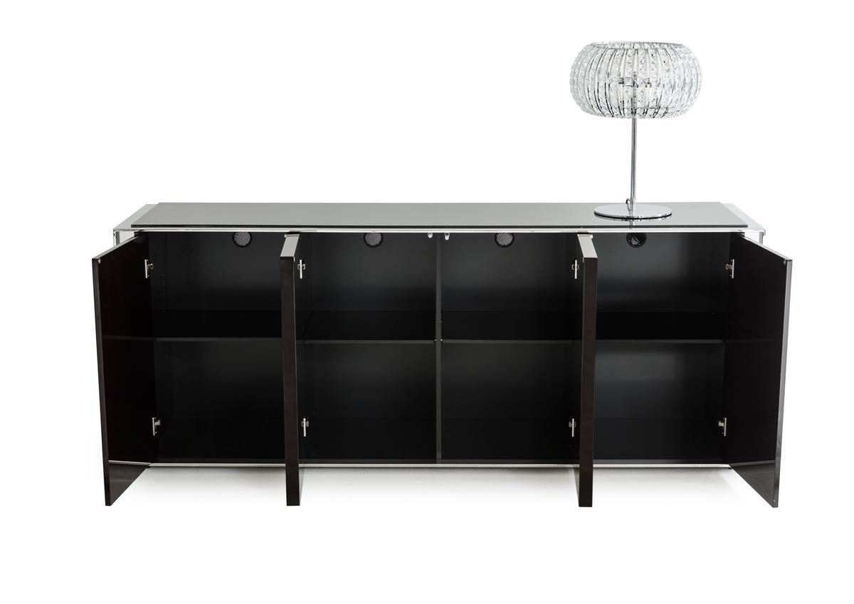 Contemporary Ebony Lacquer Buffet with Four Doors - Click Image to Close