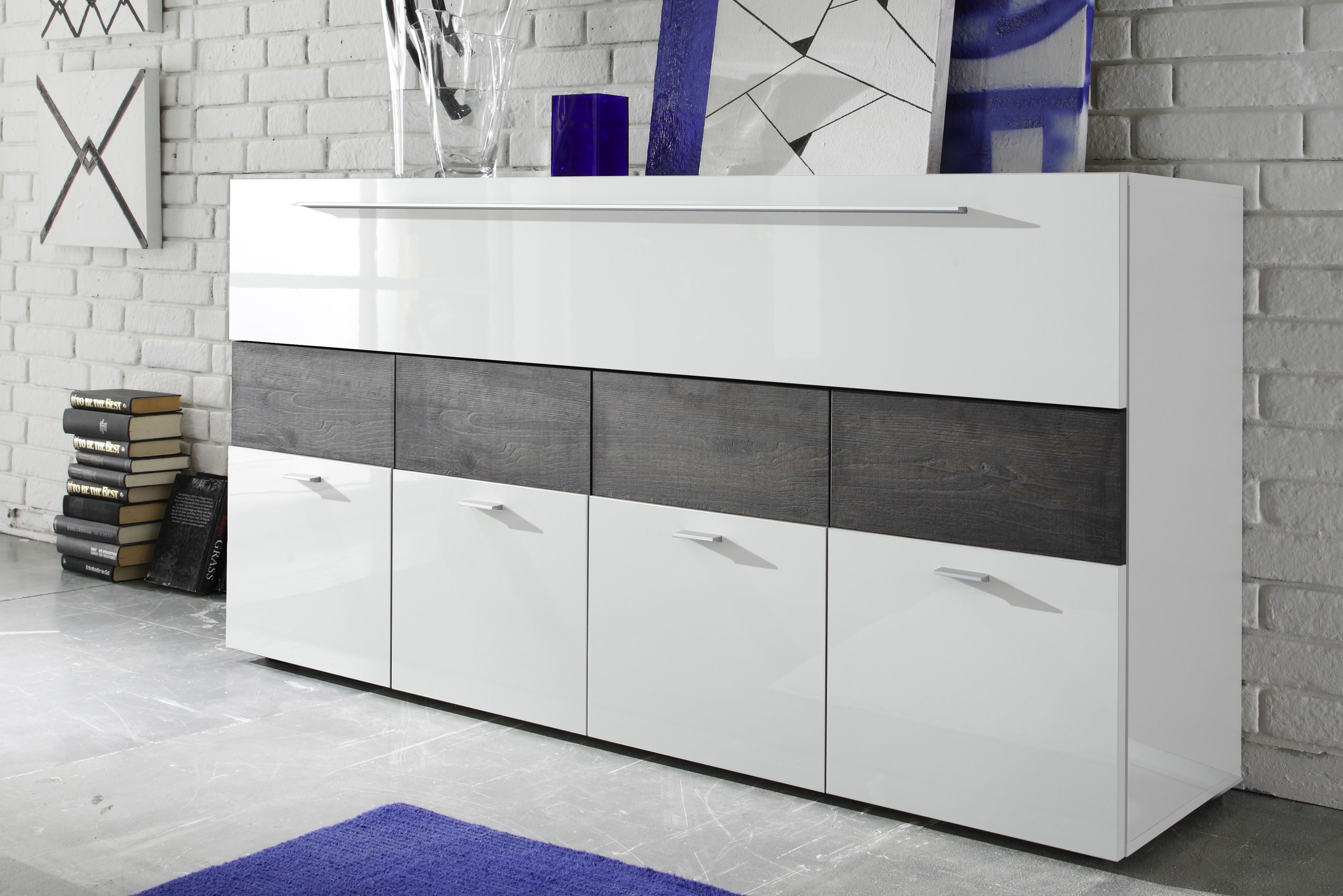 Contemporary White Dining Room Buffet With Wenge Accent New York Sku 39369 Contemporary White Dining Room Buffet