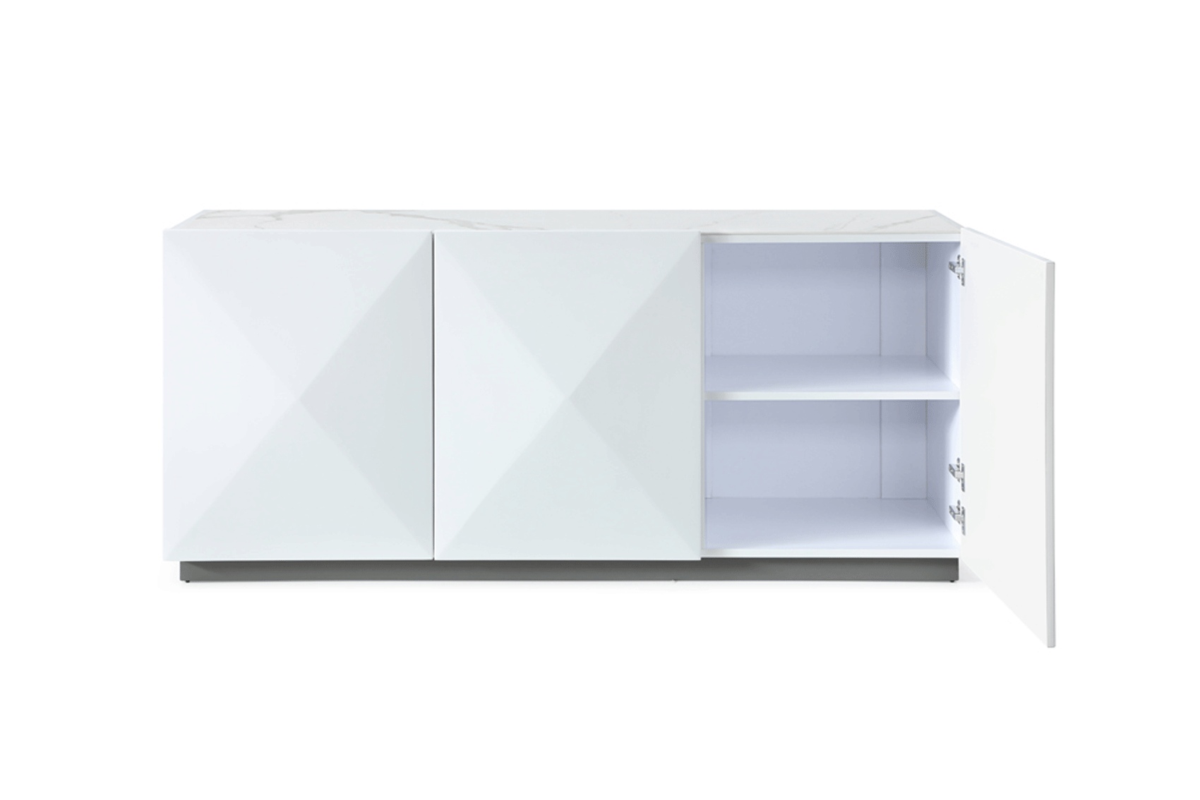 White Modern Buffet with Convex Doors - Click Image to Close